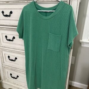 Magnolia Boutique Green Ribbed tshirt dress